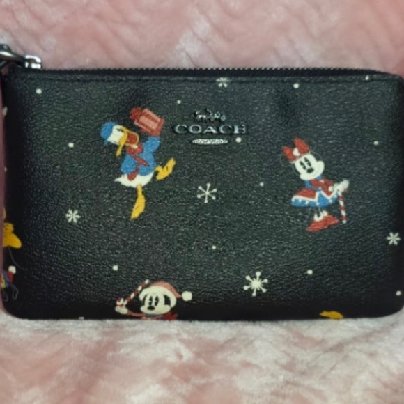 Disney X Coach Corner Zip Wristlet With Holiday Print - Picture 7 of 7